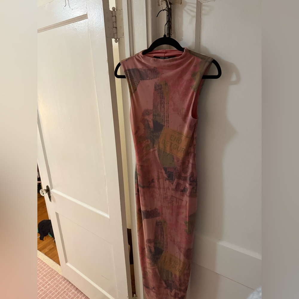 Urban Outfitters Pink Graphic Midi Dress